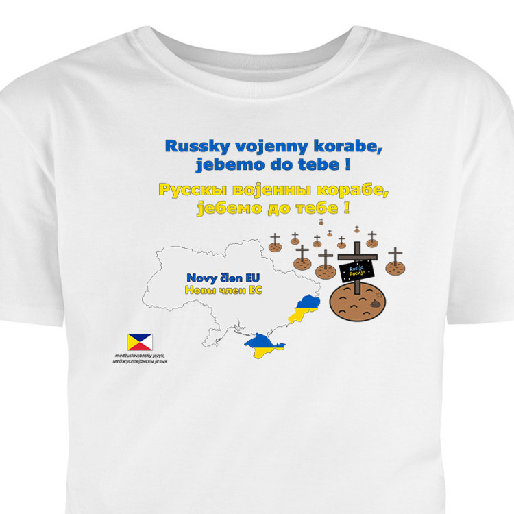 Tričko s potiskem na podporu Ukrajiny: Mapa Ukrajiny a Rusko