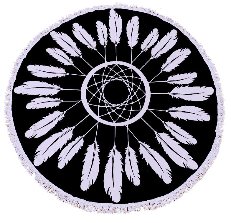 Kulatá osuška - deka mandala PEŘÍ_
