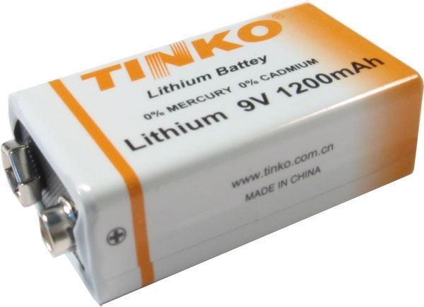 Baterie TINKO 9V ER9 (CR9V) 1200mAh lithiová, skladovatelnost 10let