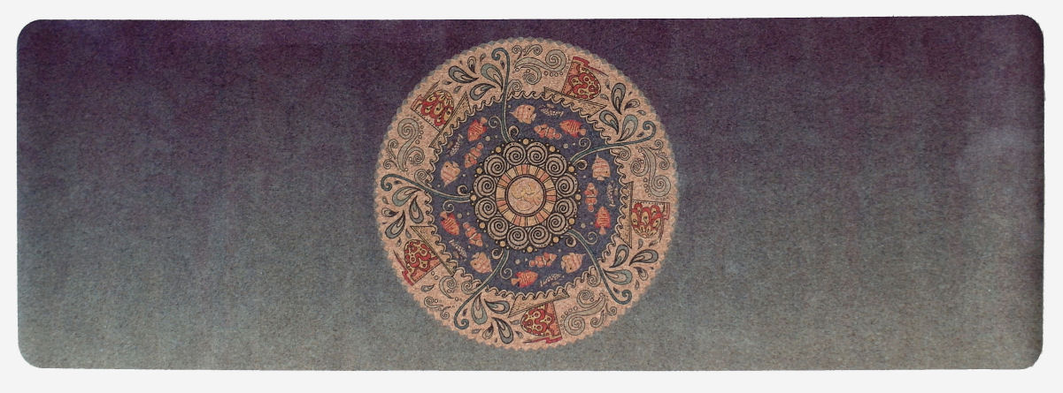 Korková jogamatka - podložka na jogu design mandala - korkamatka (VÝPRODEJ - VADA LAKOVÁNÍ)