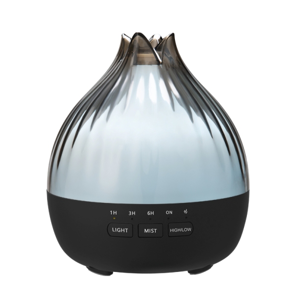 Hütermann S01 aroma difuzér šedá-černá 350 ml - ultrazvukový, 7 LED barev, dálkové ovládání