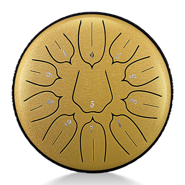 Tongue drum - 6' (15cm), 11 tónů, D-dur - Zlatý lotus s příslušenstvím