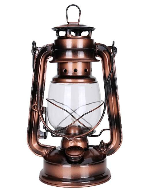 Petrolejová lampa kovová 25 cm bronzová