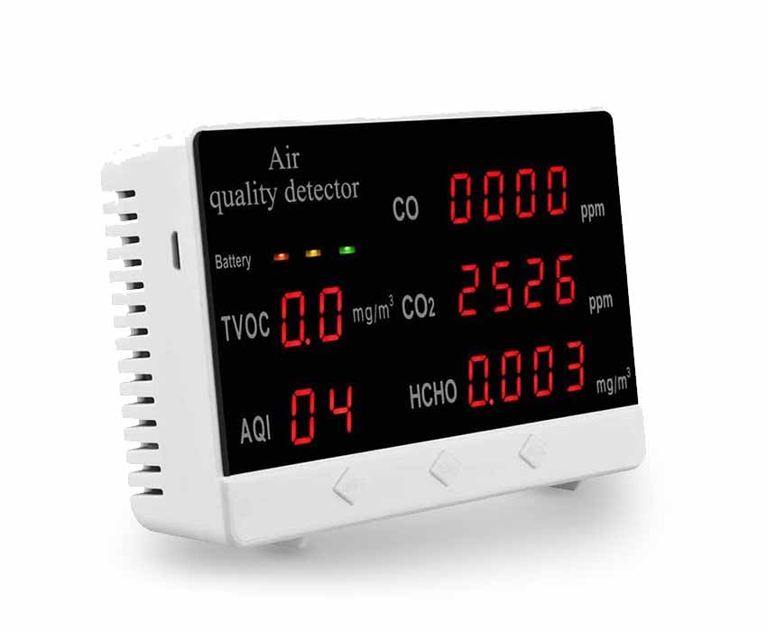 Tester kvality ovzduší 5v1 AQI-13 (CO, CO2, HCHO, TVOC, AQI)..