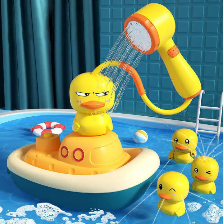 Plovoucí interaktivní koupací hračky pro děti -  sprcha ve tvaru kachny s rozprašovačem vody