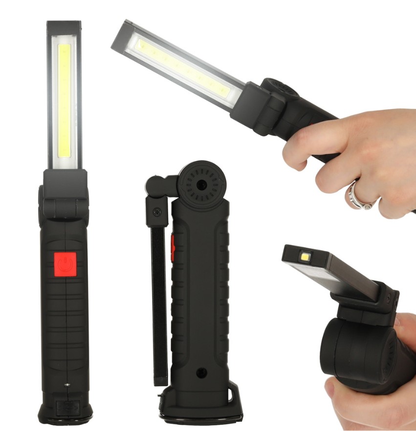 Dobíjecí dílenská svítilna s magnetem a USB COB panelem – 5 režimů, 200 lm