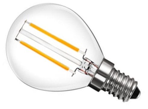 LED žárovka vláknová E14 / E27 P45 Filament 2W