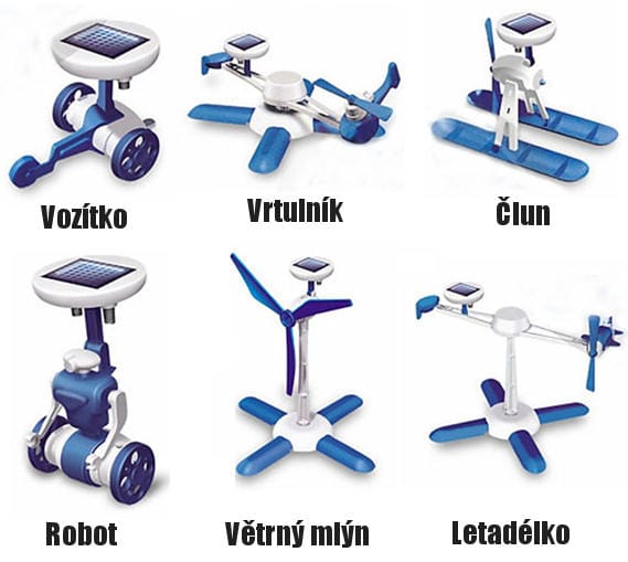 Solární stavebnice - hračka SolarBot modrý skládačka Robot SolarKit 6 v 1 verze 2012